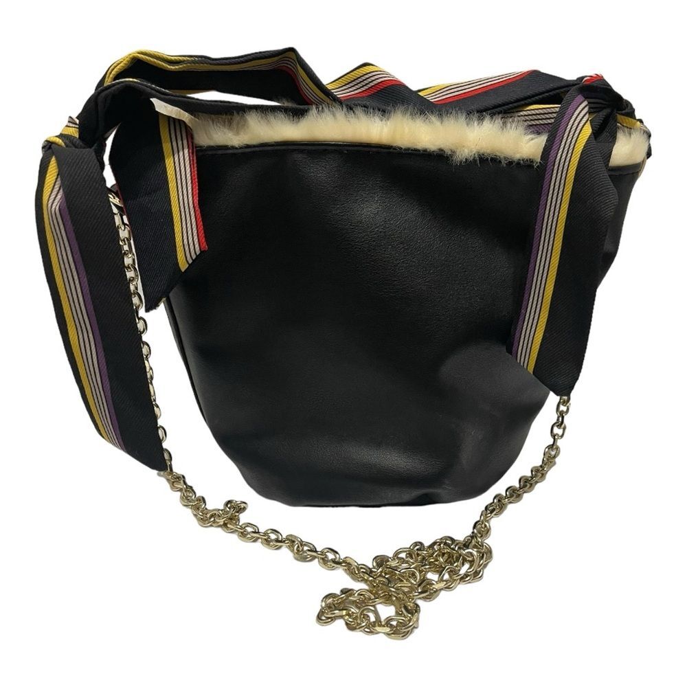 Zara Faux Leather Shearling Chain Purse